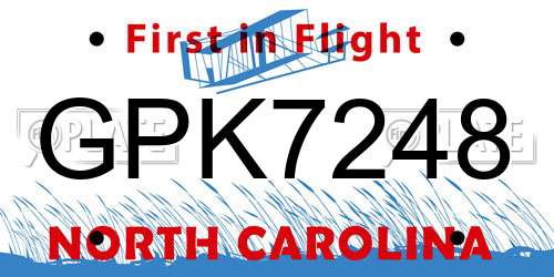 GPK7248 North Carolina License Plate
