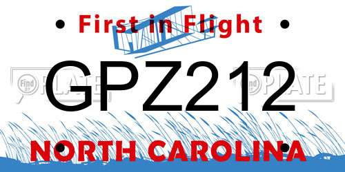 GPZ212 North Carolina License Plate