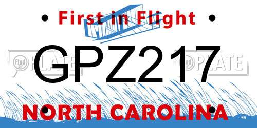 GPZ217 North Carolina License Plate