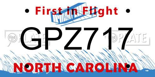 GPZ717 North Carolina License Plate