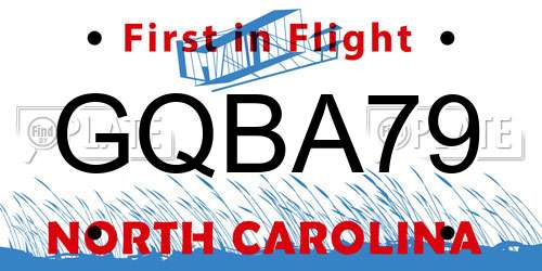 GQBA79 North Carolina License Plate