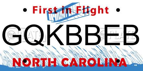 GQKBBEB North Carolina License Plate