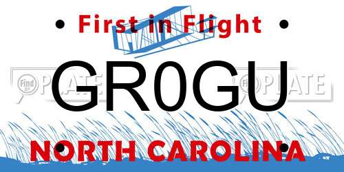 GR0GU North Carolina License Plate