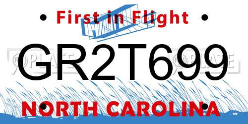 GR2T699 North Carolina License Plate