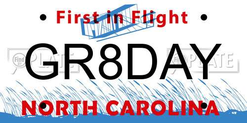 GR8DAY North Carolina License Plate