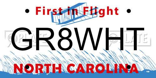 GR8WHT North Carolina License Plate