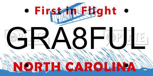 GRA8FUL North Carolina License Plate