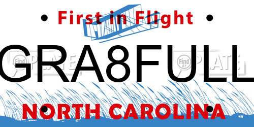 GRA8FULL North Carolina License Plate