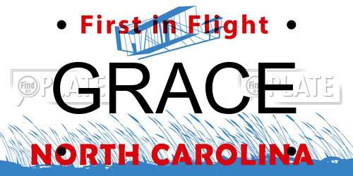 GRACE North Carolina License Plate