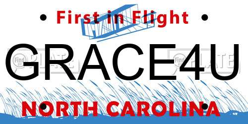GRACE4U North Carolina License Plate