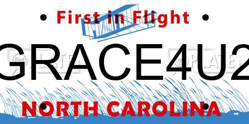 GRACE4U2 North Carolina License Plate