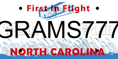 GRAMS777 North Carolina License Plate