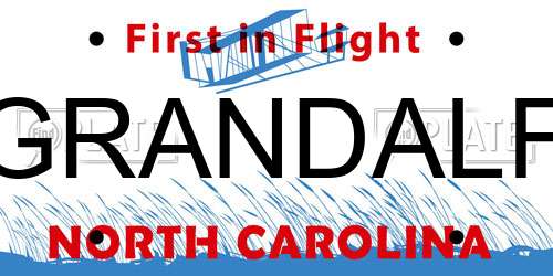 GRANDALF North Carolina License Plate