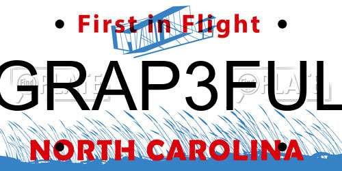 GRAP3FUL North Carolina License Plate
