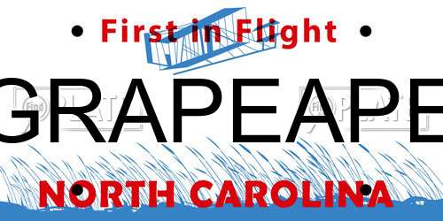 GRAPEAPE North Carolina License Plate