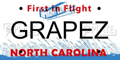 GRAPEZ North Carolina License Plate