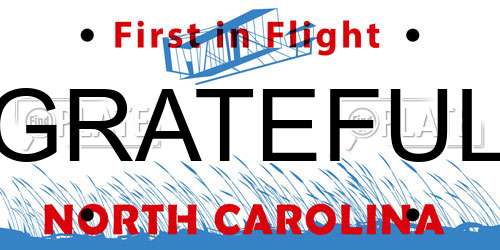 GRATEFUL North Carolina License Plate