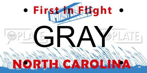 GRAY North Carolina License Plate