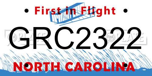 GRC2322 North Carolina License Plate