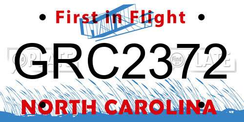 GRC2372 North Carolina License Plate