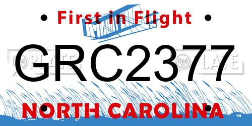 GRC2377 North Carolina License Plate