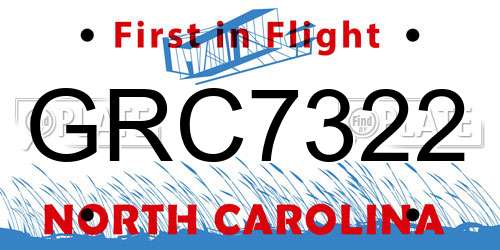 GRC7322 North Carolina License Plate