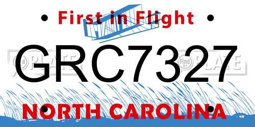 GRC7327 North Carolina License Plate