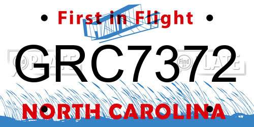 GRC7372 North Carolina License Plate