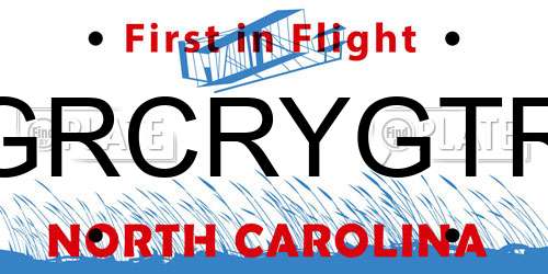 GRCRYGTR North Carolina License Plate