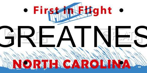 GREATNES North Carolina License Plate