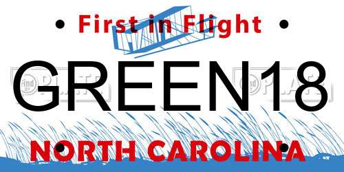 GREEN18 North Carolina License Plate