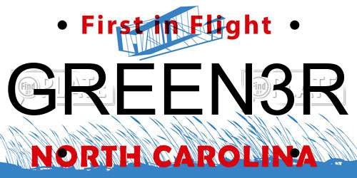 GREEN3R North Carolina License Plate