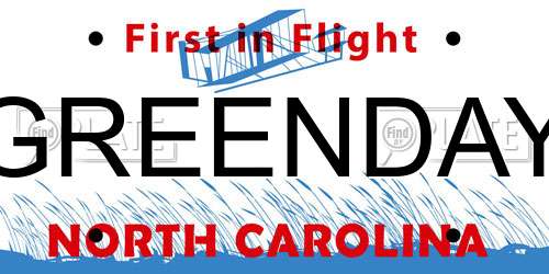 GREENDAY North Carolina License Plate
