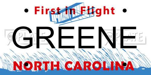 GREENE North Carolina License Plate