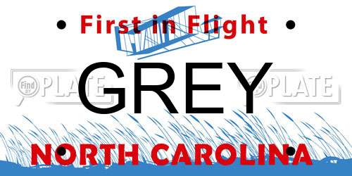 GREY North Carolina License Plate