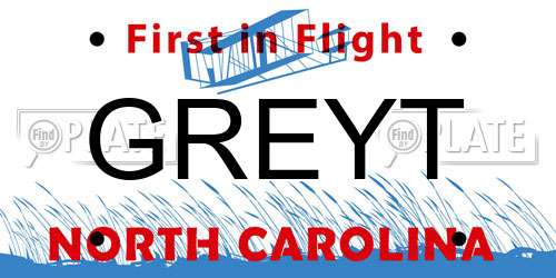 GREYT North Carolina License Plate