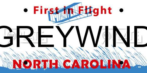 GREYWIND North Carolina License Plate