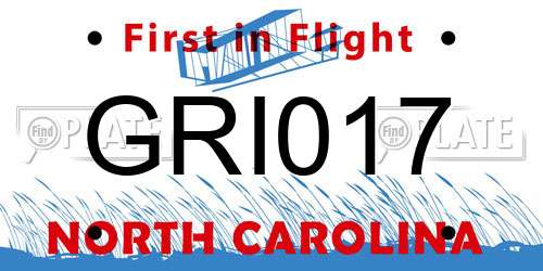 GRI017 North Carolina License Plate