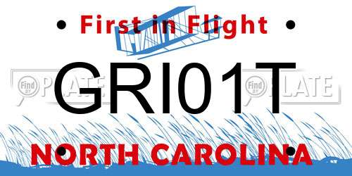 GRI01T North Carolina License Plate