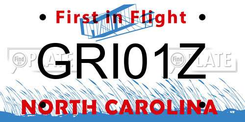 GRI01Z North Carolina License Plate