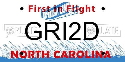 GRI2D North Carolina License Plate