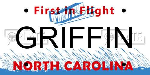 GRIFFIN North Carolina License Plate