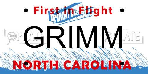 GRIMM North Carolina License Plate