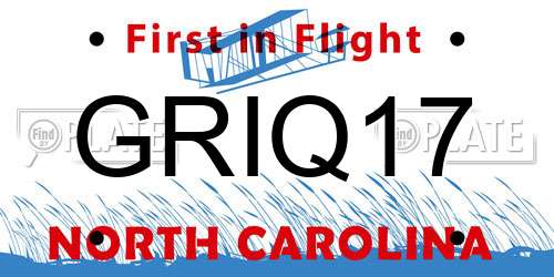 GRIQ17 North Carolina License Plate