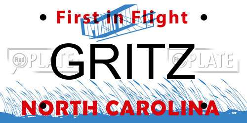 GRITZ North Carolina License Plate