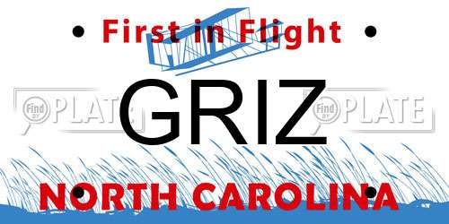 GRIZ North Carolina License Plate