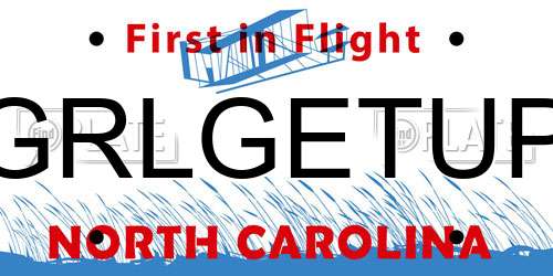 GRLGETUP North Carolina License Plate