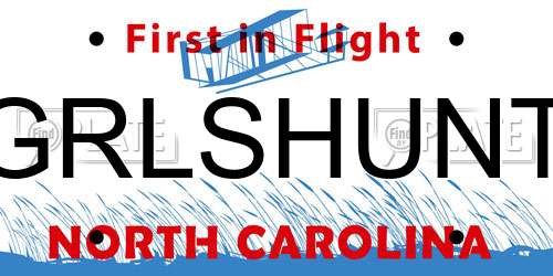 GRLSHUNT North Carolina License Plate