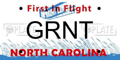 GRNT North Carolina License Plate