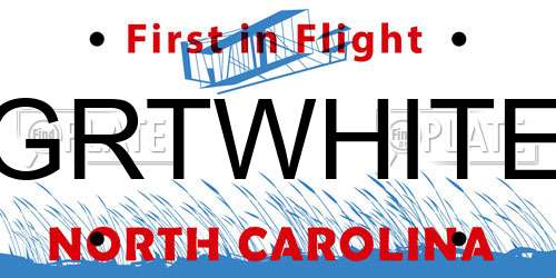 GRTWHITE North Carolina License Plate